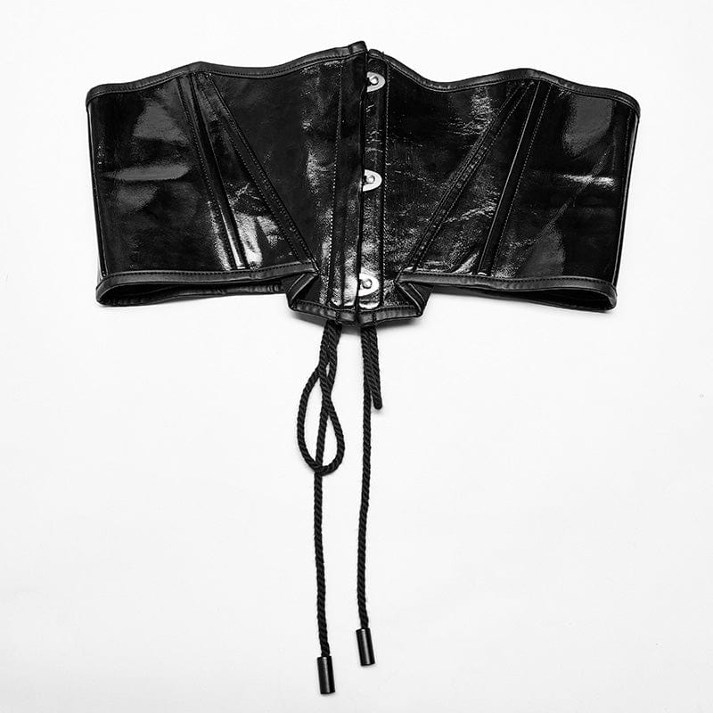 PUNK RAVE Women's Punk Strappy Patent Leather Belt