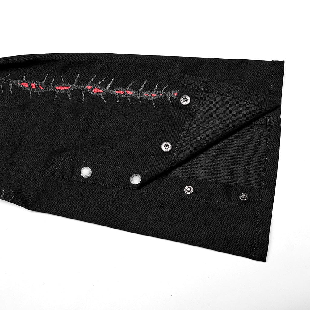 PUNK RAVE Women's Punk Thorns Embroidered Buckles Pants