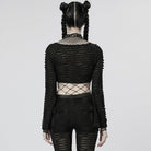 PUNK RAVE Damen Punk Twining Ripped Crop Top
