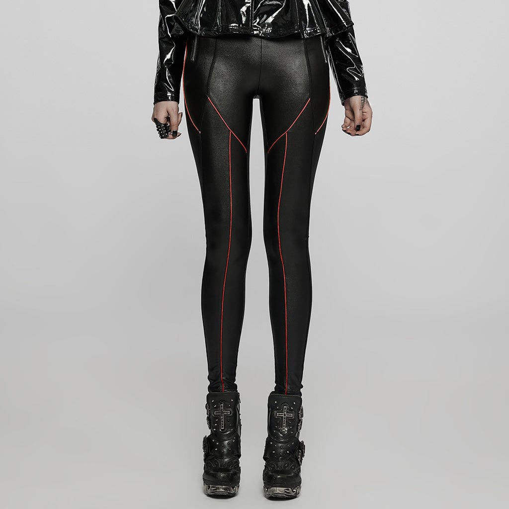 Punk Rave Women's Punk Zip Faux Leather Leggings