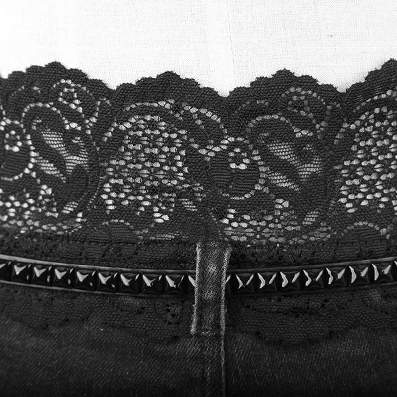 Pantalones cortos vaqueros de encaje punk para mujer