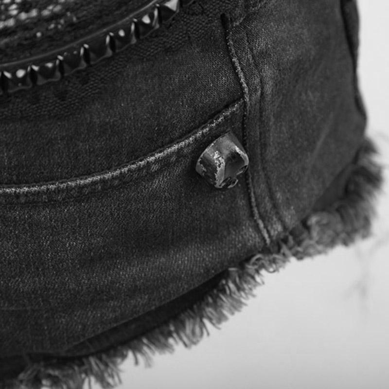 Pantalones cortos vaqueros de encaje punk para mujer