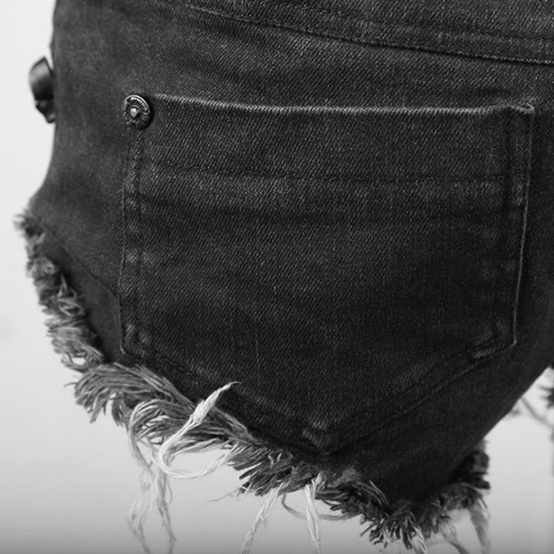 Pantalones cortos vaqueros de encaje punk para mujer