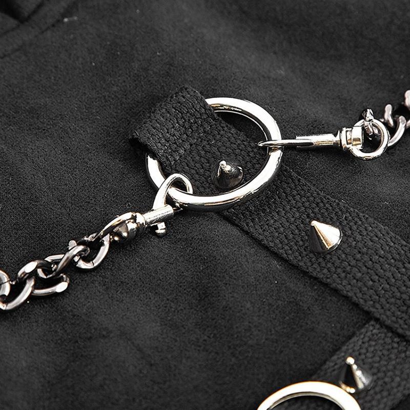 Women's Punk Cross Mental Chain Hoodies Black