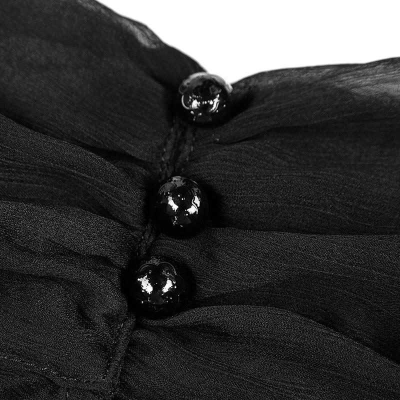 Women's Gothic Perspective Net Colorblock Cotton Lantern Sleeve Standard Tops