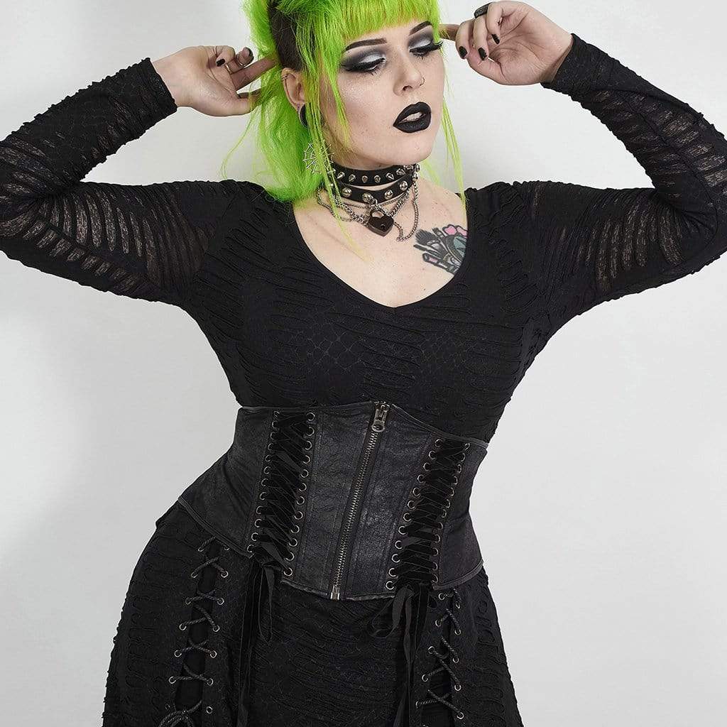 Women's Victorian Gothic Black Faux Leather Underbust Corset With  Criss-Cross Lacing – Punk Design