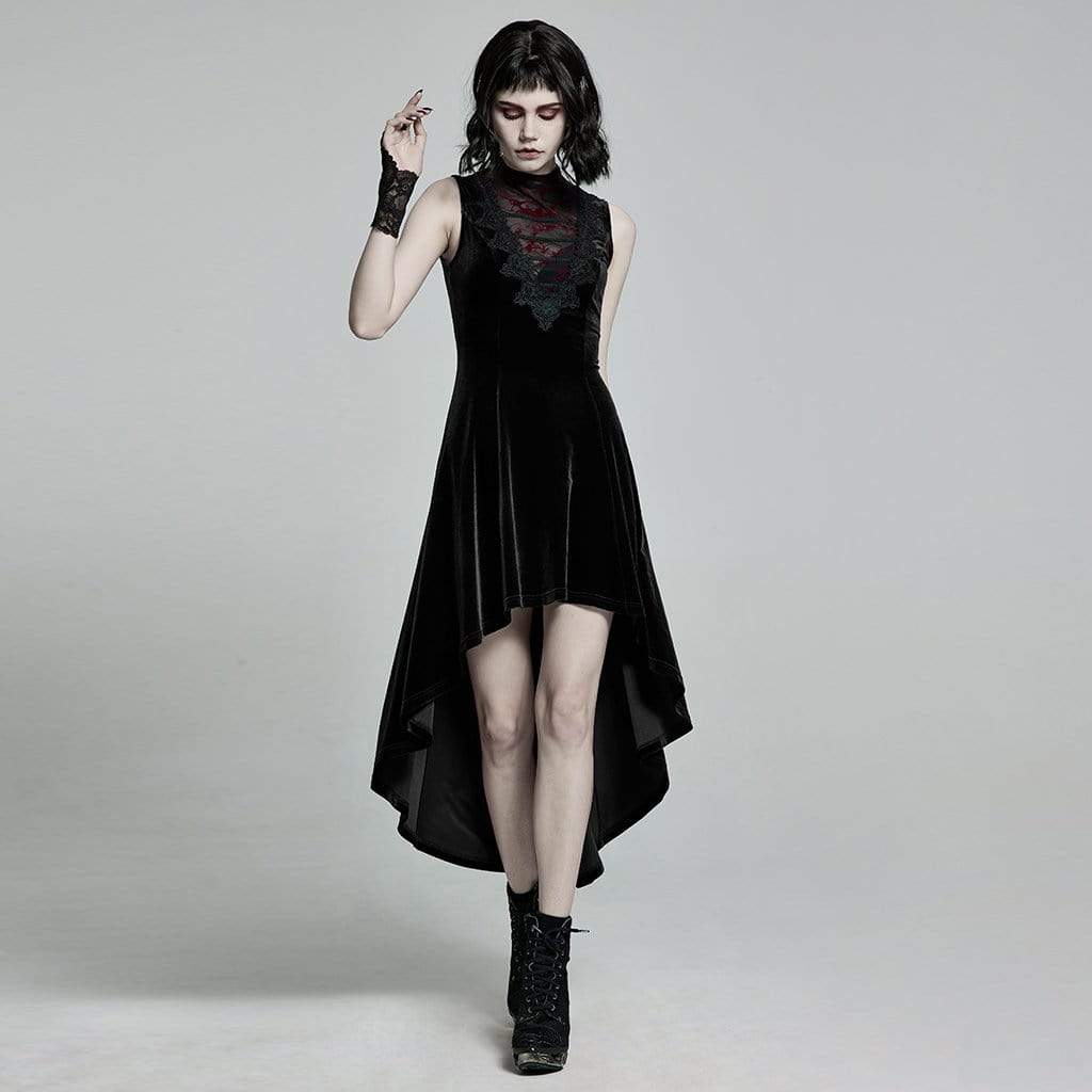 Victorian Gothic long black brocade dress.