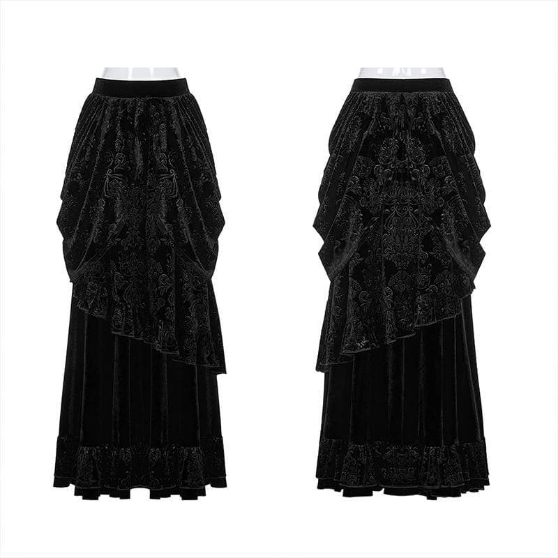 Women's Vintage Long Velvet Skirts