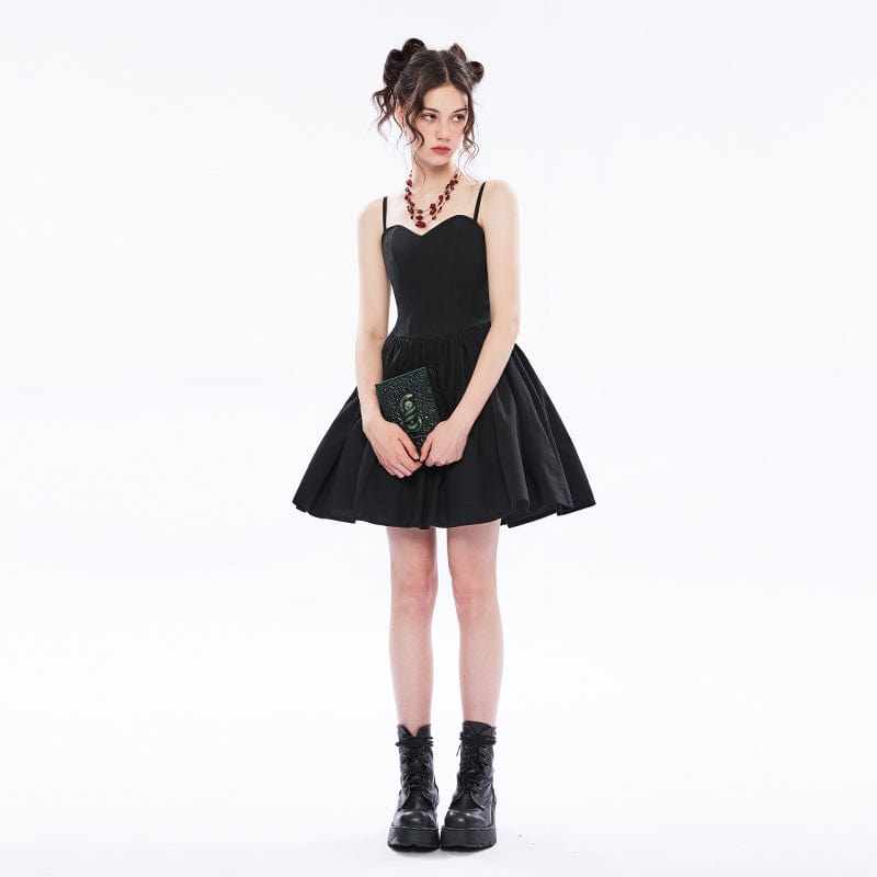 PUNK RAVE Women's Vintage Punk Black Little Dress