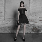 Damen Vintage Punk Off-Shoulder Kleid