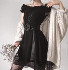 Damen Vintage Punk Off-Shoulder Kleid