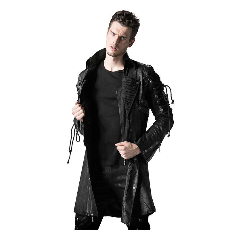 Men's Punk Studded Faux Leather Zipper Jacket Black