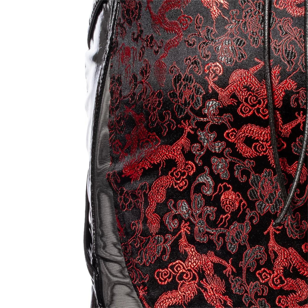 RNG Women's Gothic Floral Embroidered Mesh Splice Suspender Skirt