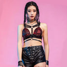 RNG Women's Gothic Floral Embroidered Strap Bustier