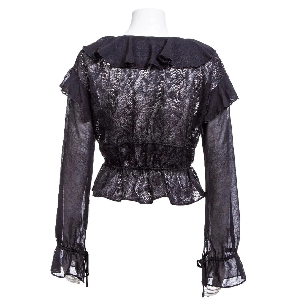 RNG Women's Gothic Plunging Ruffled Lace Shirt
