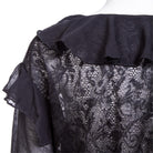 RNG Damen Gothic Tief ausgeschnittenes Rüschen-Spitzenhemd