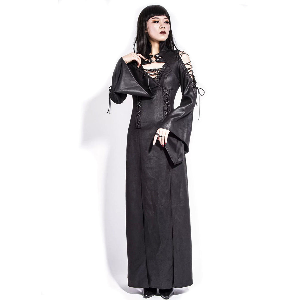 RNG Women's Gothic Strappy Off Shoulder Split Dress
