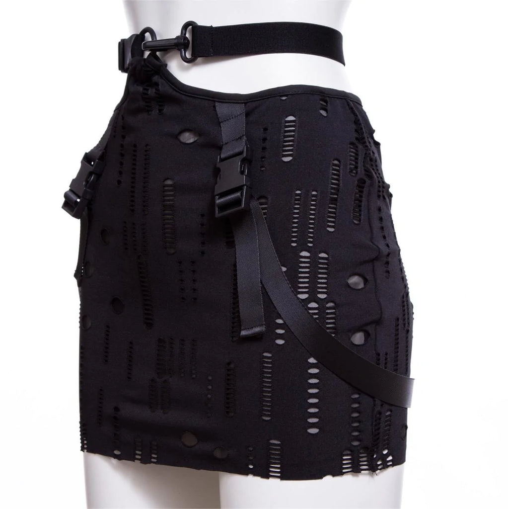 RNG Women's Grunge Buckle Ripped Skirt