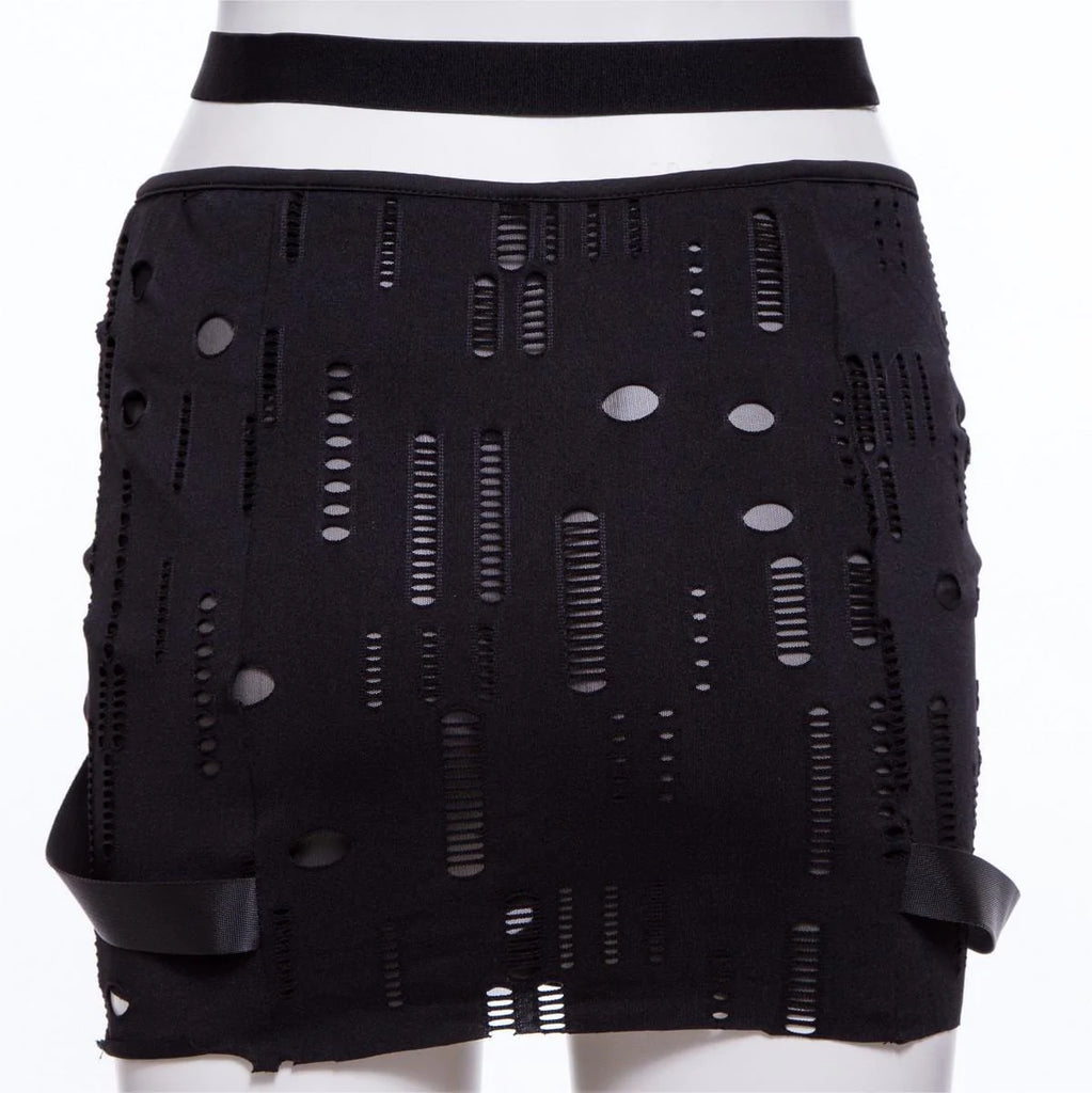 RNG Women's Grunge Buckle Ripped Skirt