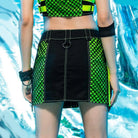 RNG Women's Grunge Contrast Color Buckle Skirt Green