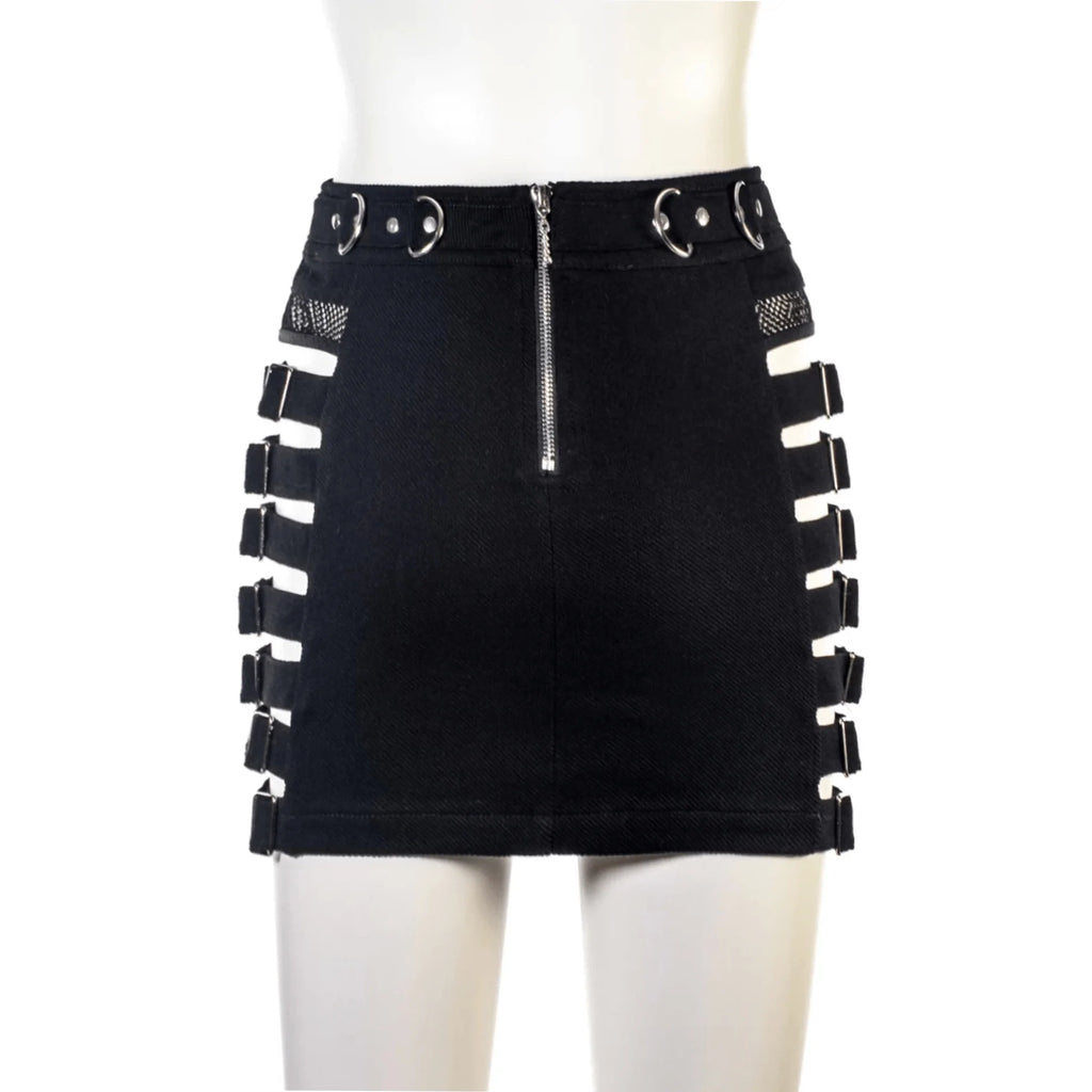 RNG Women's Grunge Cutout Mesh Splice Skirt