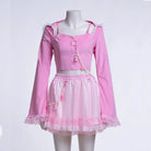 RNG Damen Grunge Lace Splice Jacke mit Kapuze, Rosa