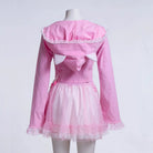 RNG Damen Grunge Lace Splice Jacke mit Kapuze, Rosa