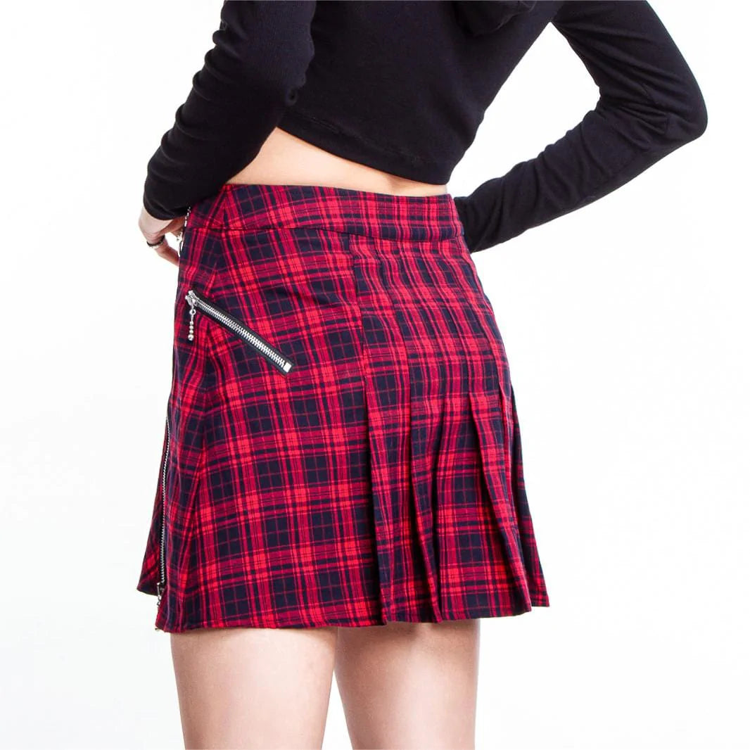 RNG Women's Grunge Plaid Pleated Skirt