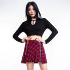RNG Damen Grunge Plaid Plisseerock