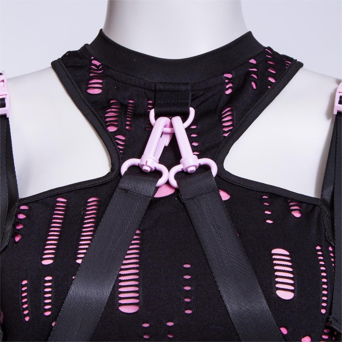 RNG Women's Grunge Ripped Straps Splice Bustier