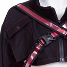 RNG Women's Grunge Stand Collar Straps Short Jacket Red