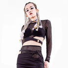 RNG Women's Punk Cutout Mesh Crop Top