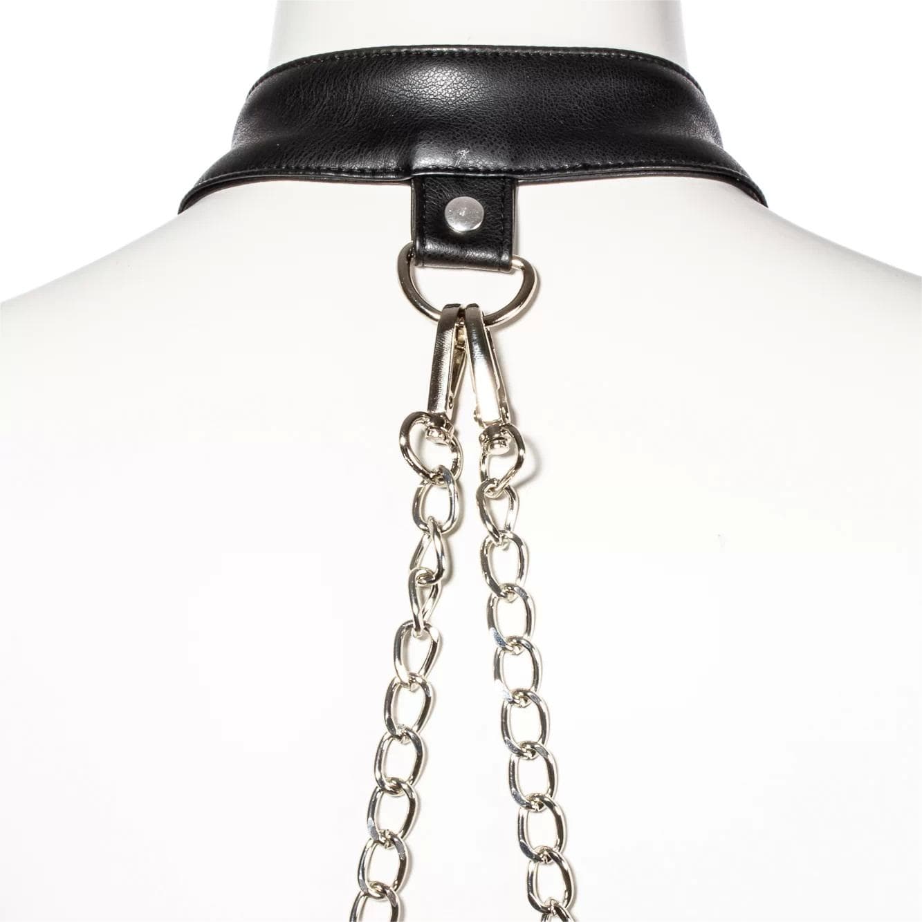 RNG Damen Punk Neckholder Kunstleder Weste mit Kette