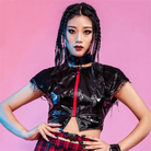 RNG Women's Punk Ripped Patent Leather Crop Top