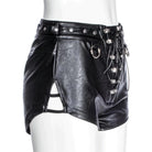 RNG Women's Punk Strappy Faux Leather Shorts