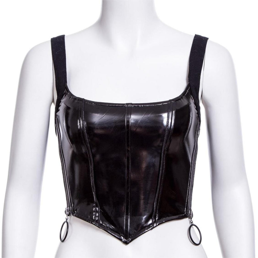 RNG Women's Punk Zipper Faux Leather Vest