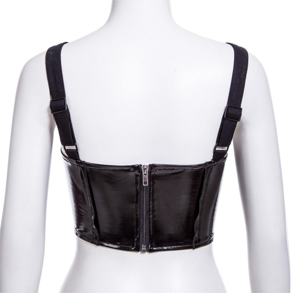 RNG Women's Punk Zipper Faux Leather Vest