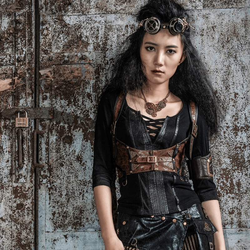 RQ-BL Gothic Lace and Buckle Bustier