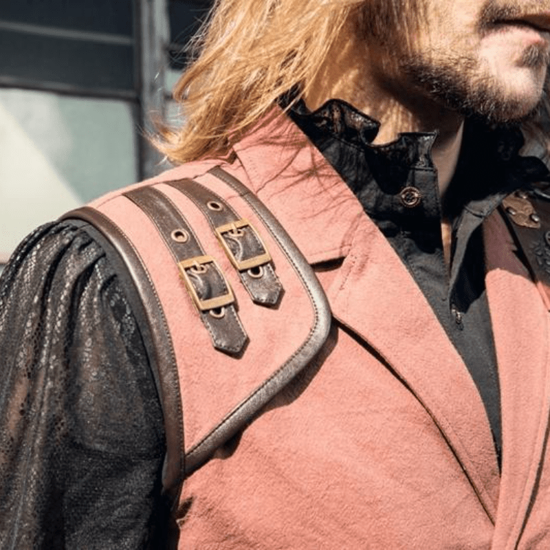 RQ-BL Men's Steampunk Faux Leather Accent Explorer Vest