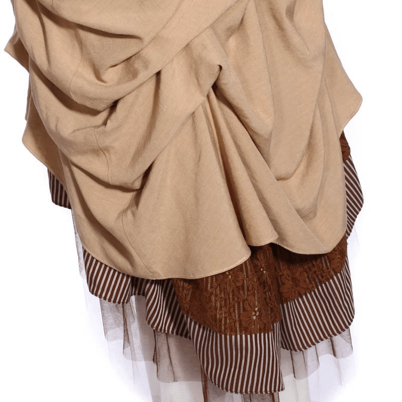 RQ-BL Multilayered Steampunk Ruched Skirt