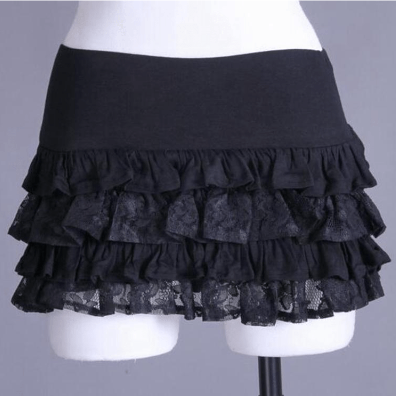 RQ-BL Short Frilled Steampunk Skirt