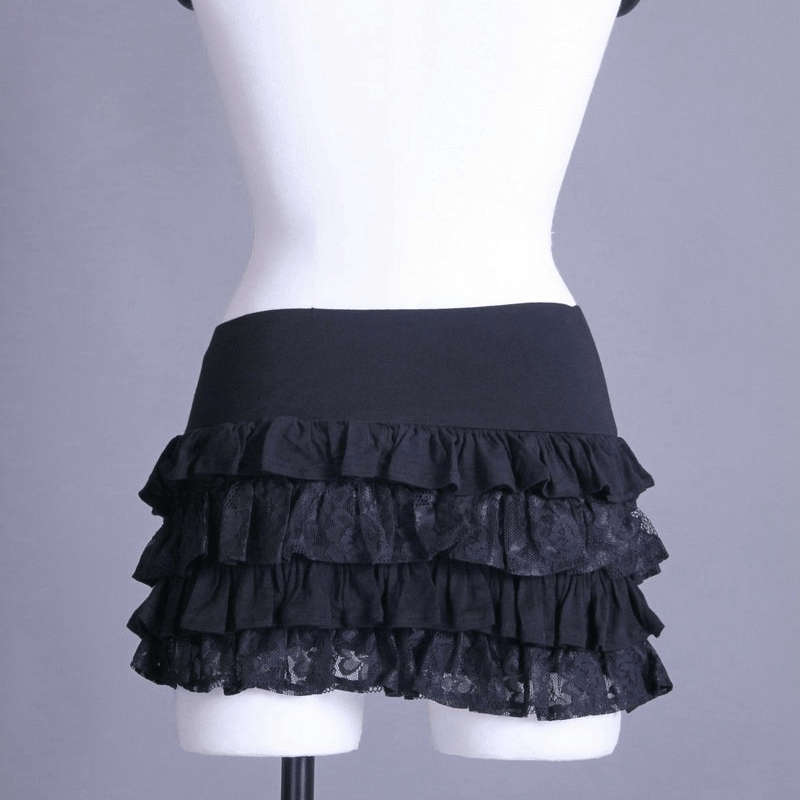 RQ-BL Short Frilled Steampunk Skirt