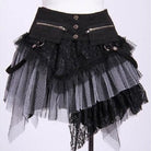 RQ-BL Short Layered Lace and Net Steampunk Skirt