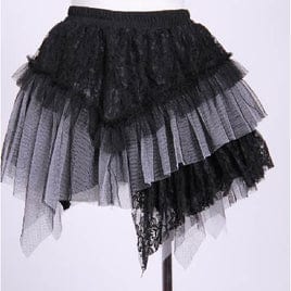 RQ-BL Short Layered Lace and Net Steampunk Skirt