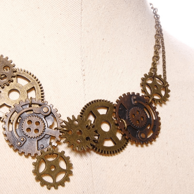 RQ-BL Steampunk Clock Part Necklace