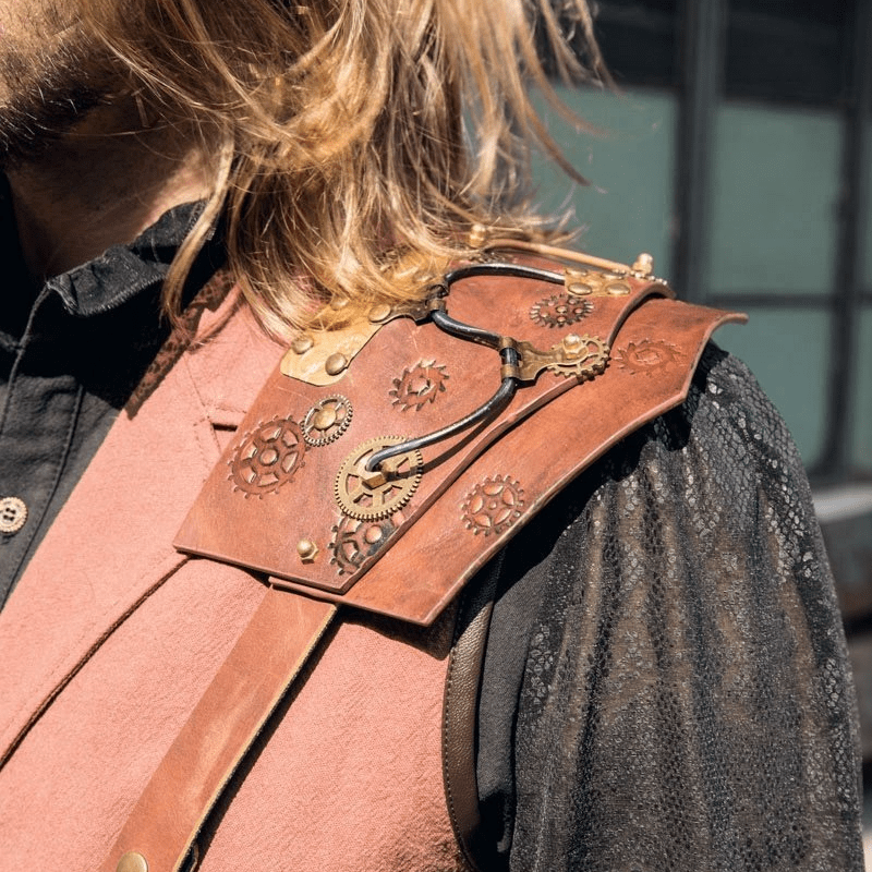 RQ-BL Steampunk Leather Accent Explorer Vest