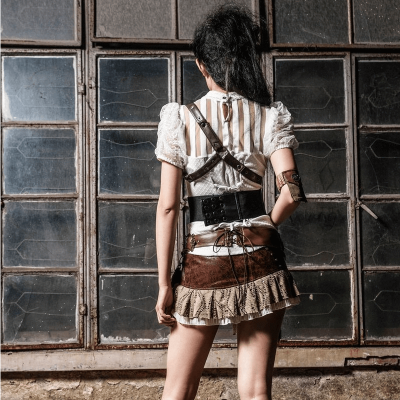 RQ-BL Steampunk short Wraparound Skirt With Pouch