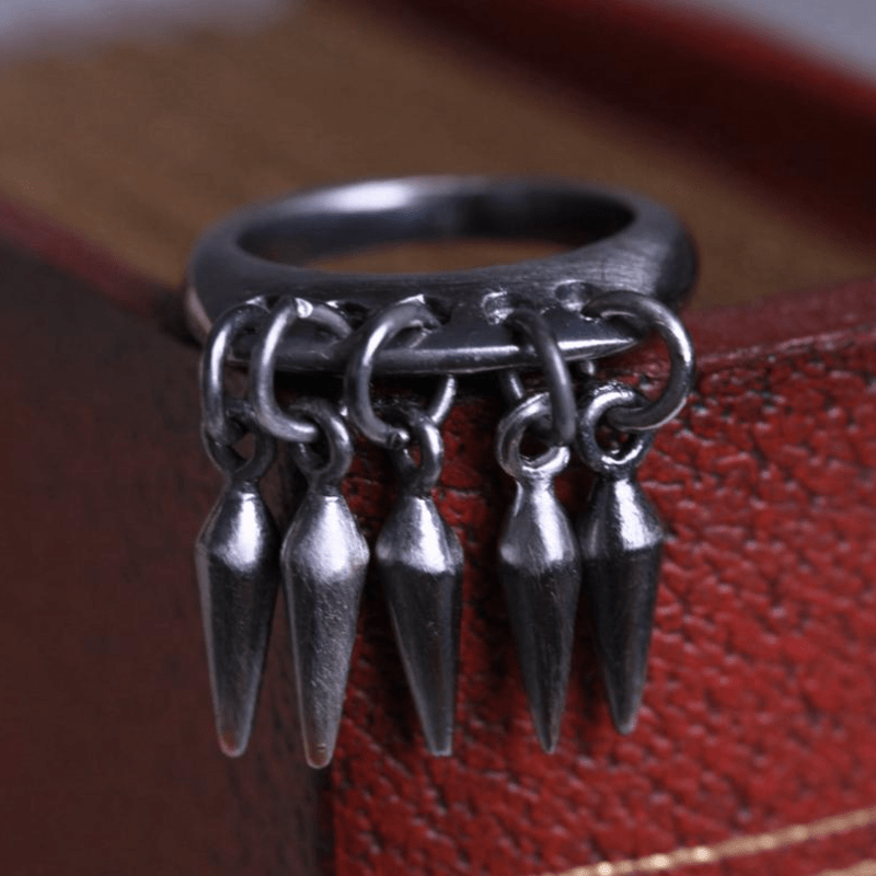 Unisex Dangling Spikes Steampunk Ring