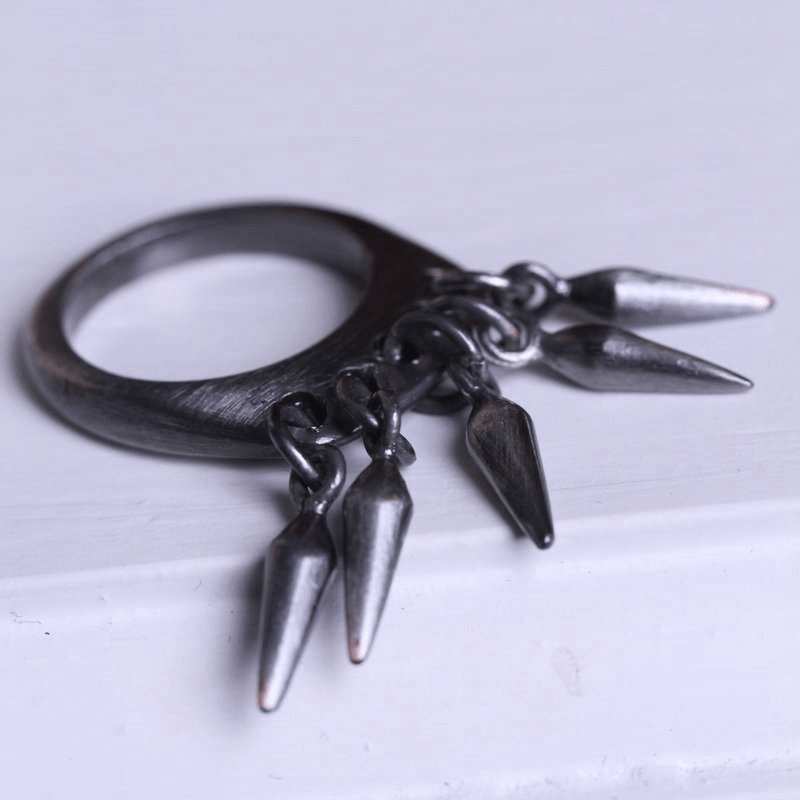 Unisex Dangling Spikes Steampunk Ring