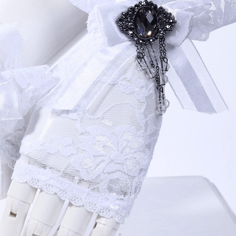 RQ-BL Vintage Cutaway Lace Gloves With Bow